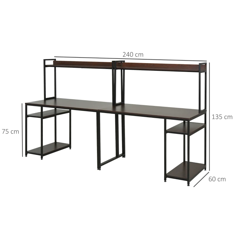 Computertafels met stelling set van 2 bureaus werktafels laptoptafels zwart