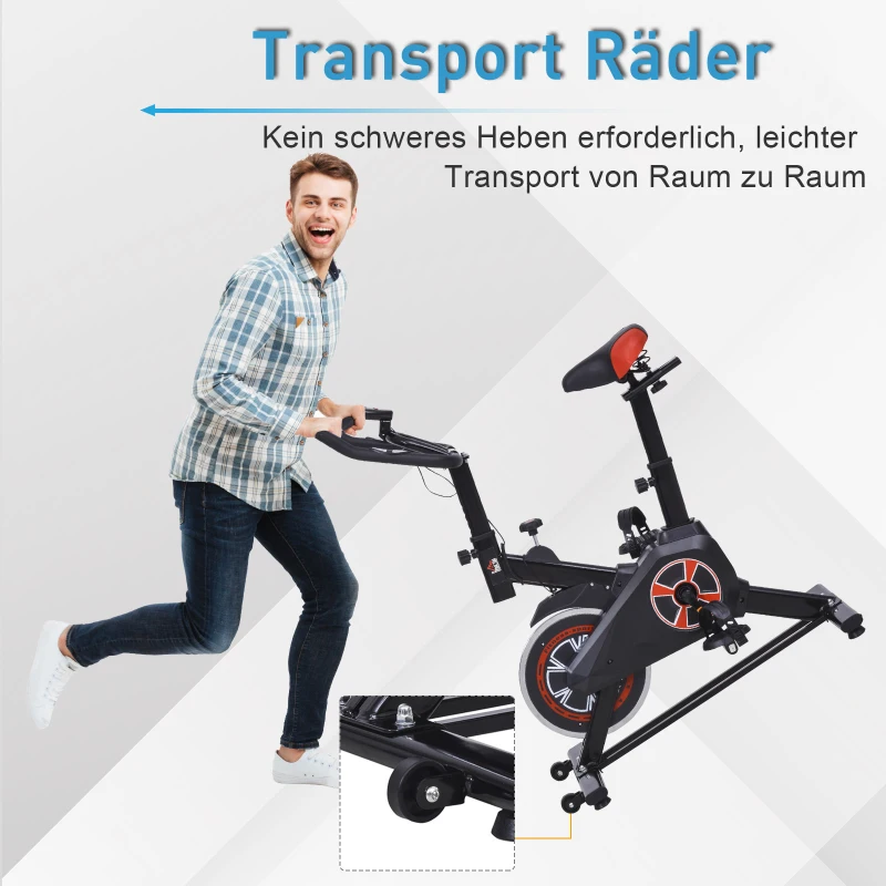 HOMCOM Indoor fietstrainer fitness fiets traploze weerstand homegym staal