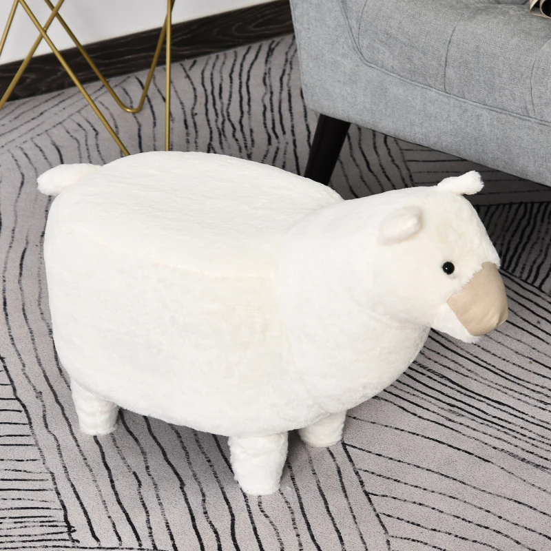 Dierenkruk decoratieve kruk poef met dierenmotief alpaca poef wit