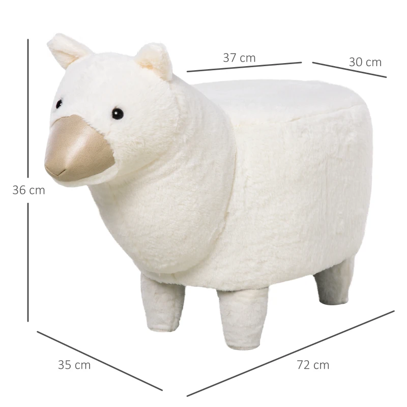 Dierenkruk decoratieve kruk poef met dierenmotief alpaca poef wit