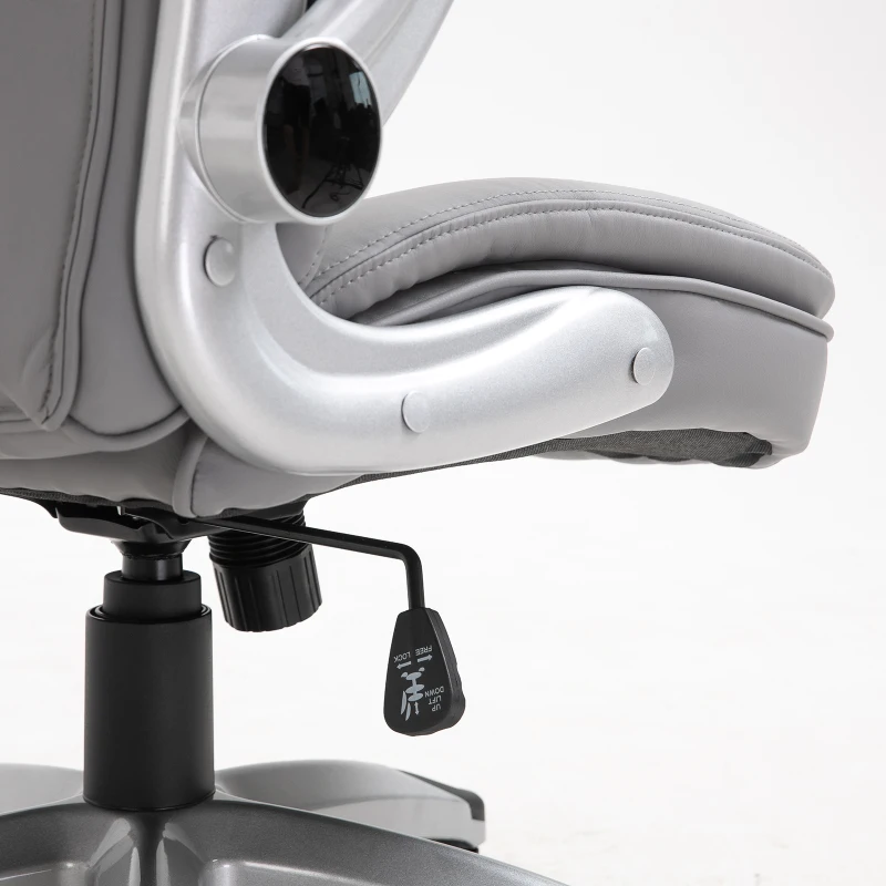 Vinsetto bureaustoel draaistoel computerstoel met kantelfunctie in hoogte verstelbaar kunstleer grijs 69,5 x 76 x 113–121 cm | Aosom.nl