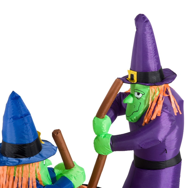 HOMCOM opblaasbare heksen opblaasfiguur halloween decoratie met LED 1,8m | Aosom.de