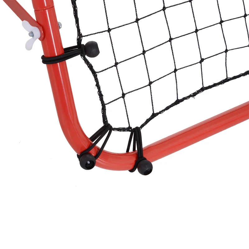 HOMCOM voetbal rebounder kickback goal rebound muurnet, metalen buis + PE-stof, 96 x 80 x 96 cm, rood net | Aosom.nl