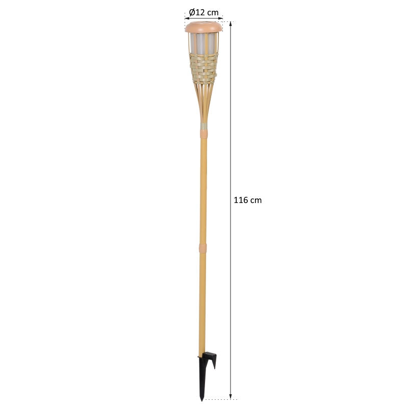 Outsunny® zonneverlichting tuinlamp set van 2 lamp vlam 36 leds waterdicht ABS Ø12 x 116 cm | Aosom.nl