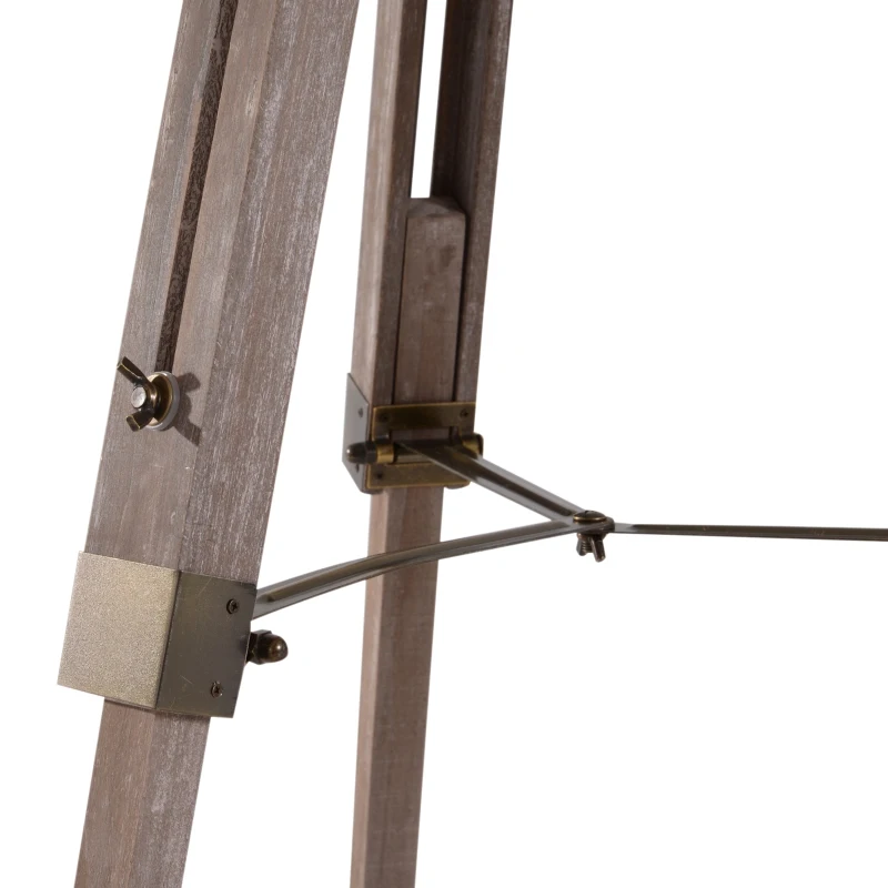 HOMCOM vloerlamp stalamp staande lamp in hoogte verstelbaar 3-poot E14 grenenhout brons