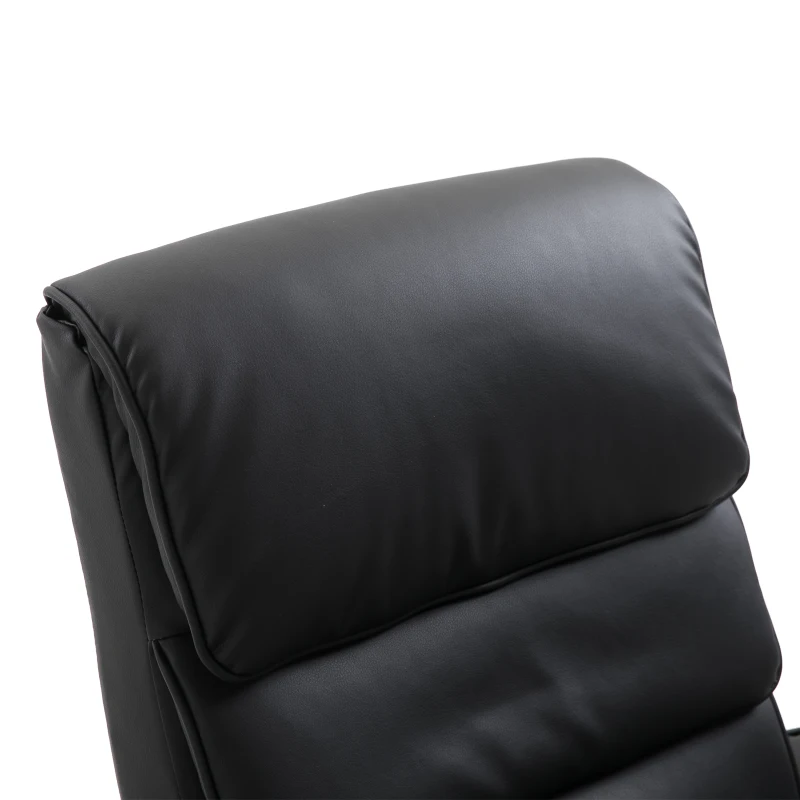 HOMCOM® relaxstoel met kruk tv-stoel gepolsterde stoel 360° draaibaar 120° kantelbaar PU-bekleding houten voet zwart 81 x 76 x 103 cm | Aosom.de
