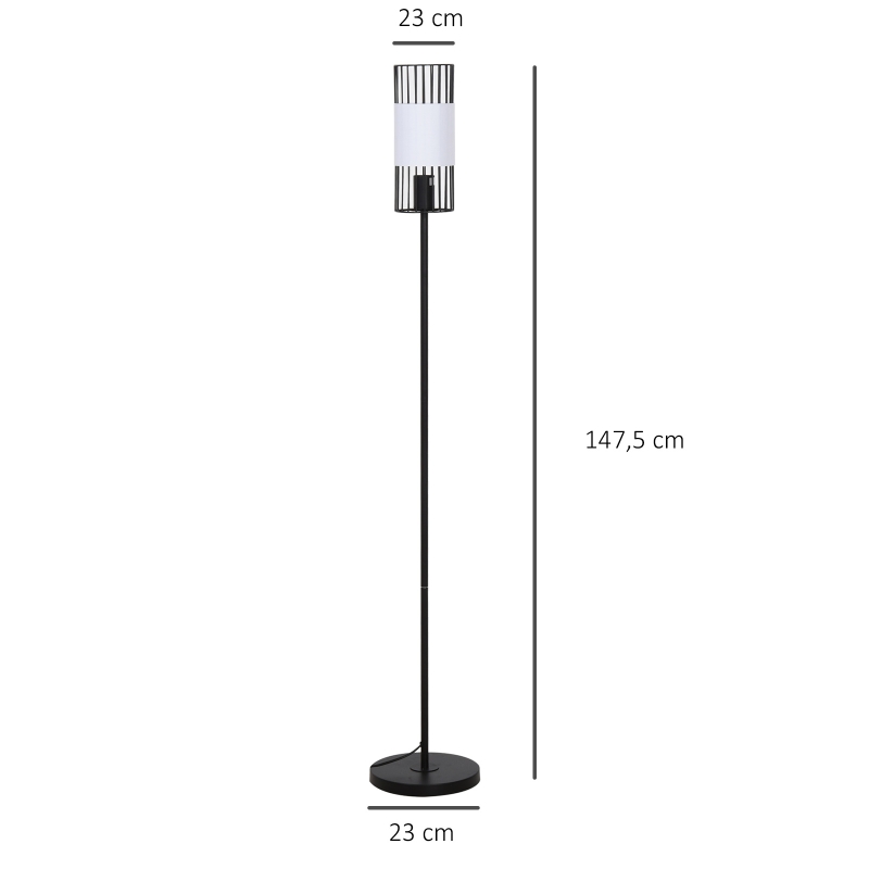 Staande lamp voor woonkamer vloerlamp stalamp metaal zwart 23 x 23 x 147,5 cm