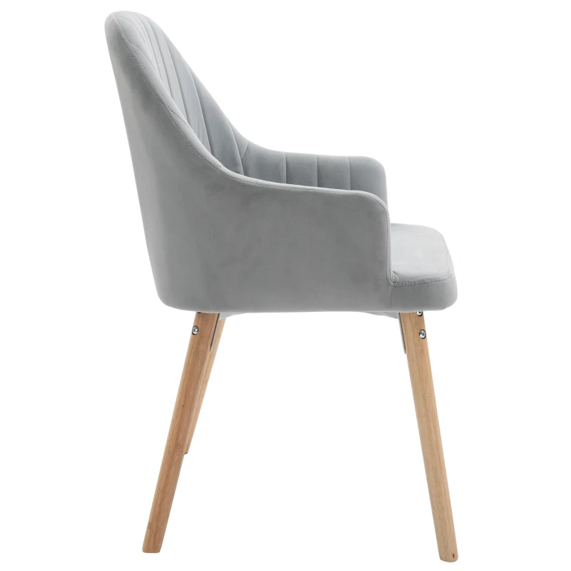 HOMCOM eetkamerstoelen set van 2 keukenstoelen lichtgrijs