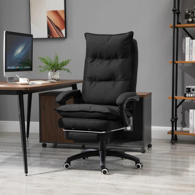 Vinsetto Kantoorstoel massage draaistoel massagefunctie directiestoel in hoogte verstelbaar zwart