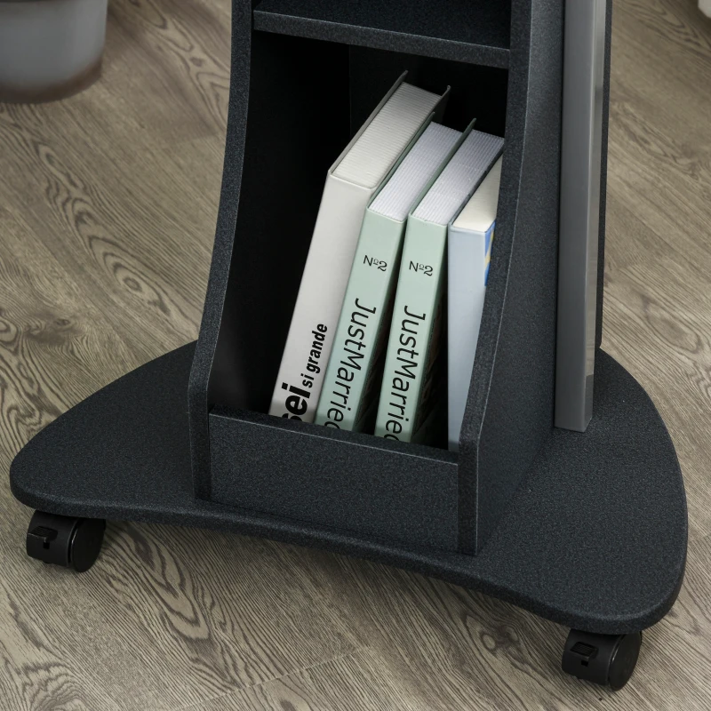 HOMCOM Laptoptafel laptopstandaard met wielen en aflegvlakken in hoogte verstelbaar staal