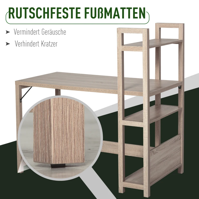 Bureau met 4 niveaus boekenkast computertafel kantoortafel spaanplaat eiken