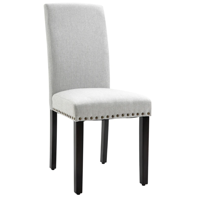 HOMCOM Eetkamerstoel keukenstoel woonkamerstoel schuimstof linnen lichtgrijs