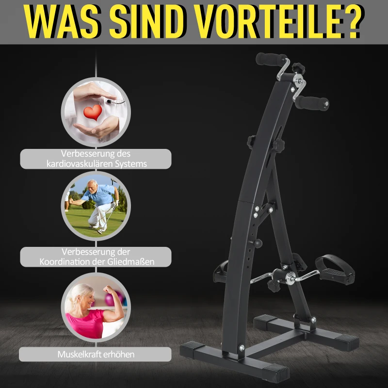 HOMCOM Hometrainer voor senioren bewegingstrainer pedaaltrainer armen en benen staal wit