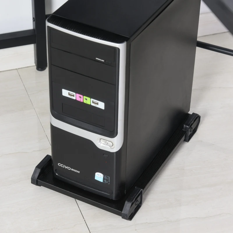 HOMCOM Computerbureau L-vormig hoekbureau bureau kantoortafel metaal zwart