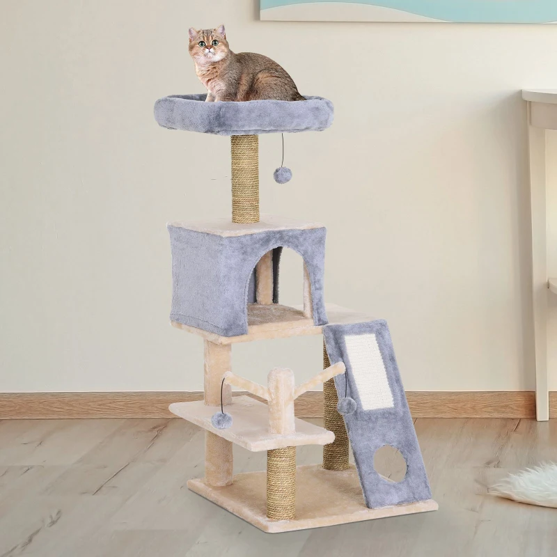 PawHut Kattenboom klimboom met kattengrot krabboom kattenhuis krabpaal