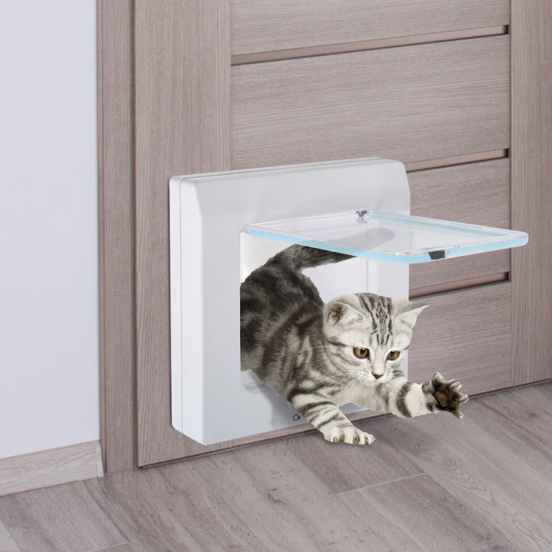 Kattenluik kattendeur 4 manieren tunnel hondenluik hondendeur huisdierluik wit