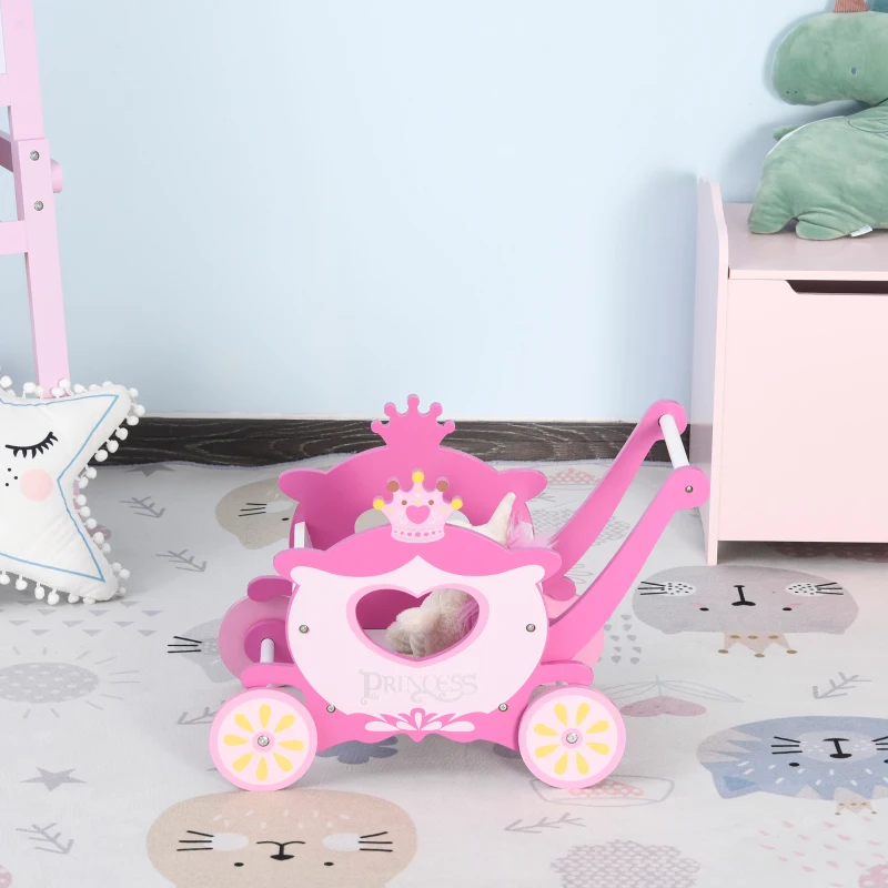 winkelwagen voor kinderen kinderspeelgoed houten hulpmiddel bij het leren lopen met opbergruimte roze