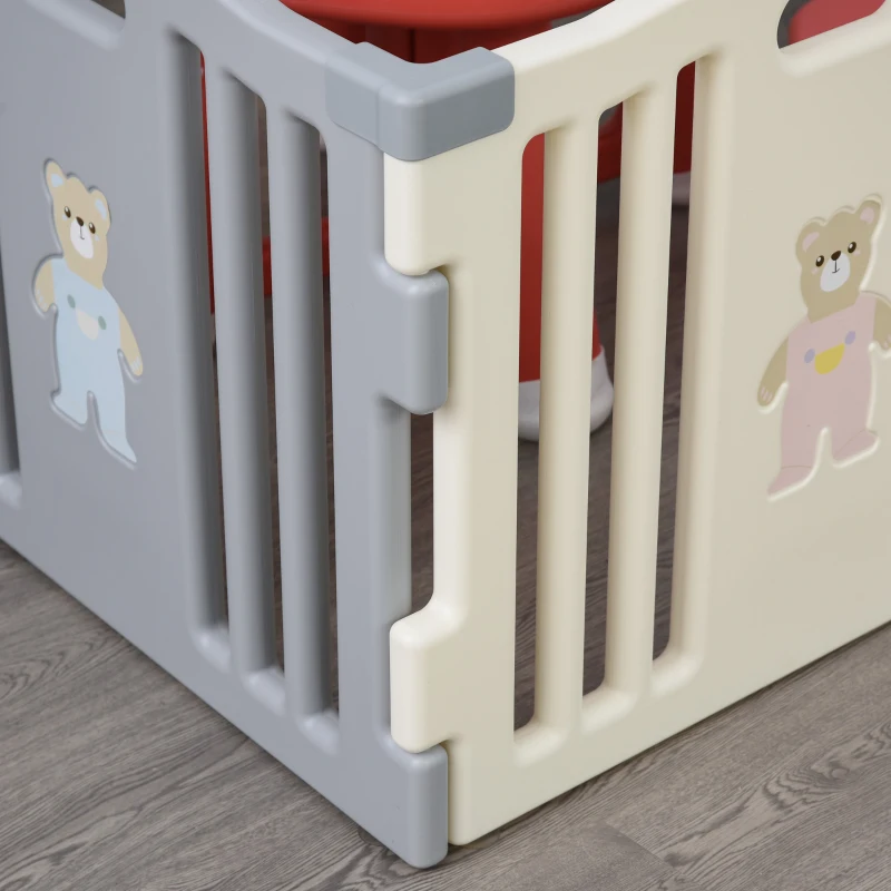 babybox 8 elementen beschermhek met deur en spel PE ABS wit + grijs