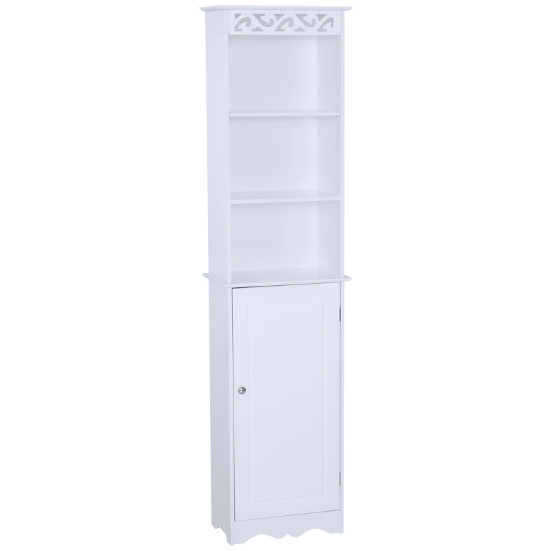 HOMCOM Badkamerkast linnenkast vrijstaande stelling opbergruimte 6 vakken MDF