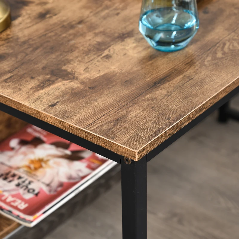 Bureau computertafel met rek spaanplaat metaal bruin