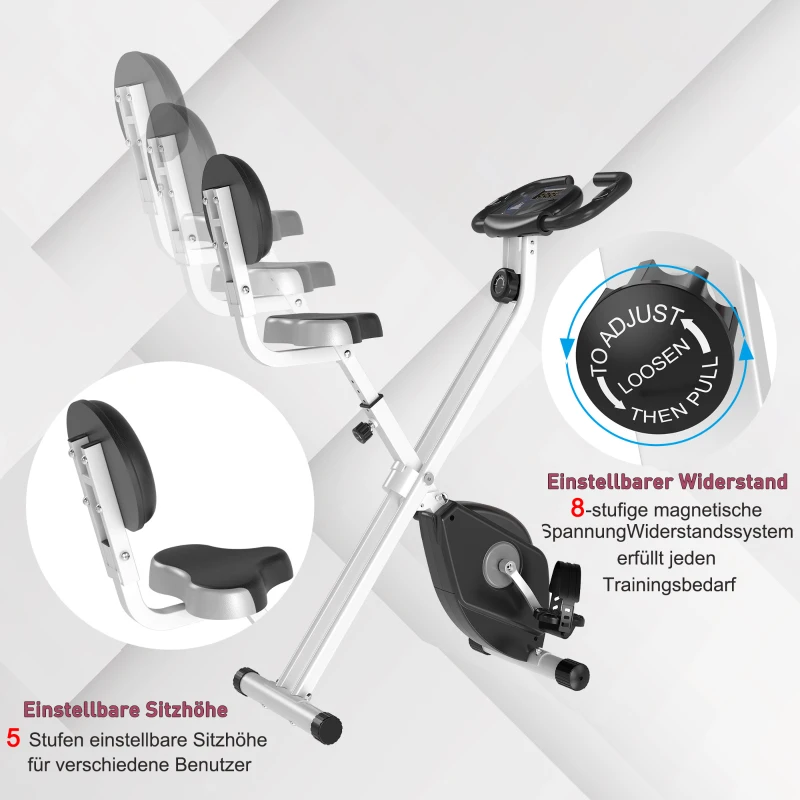 HOMCOM Hometrainer fietstrainer met 8 niveaus van magnetische weerstand staal zwart