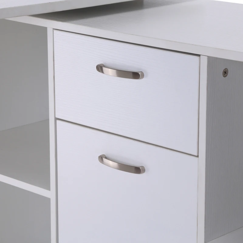 HOMCOM Hoekschrijftafel computertafel bureau hoekbureau wit MDF