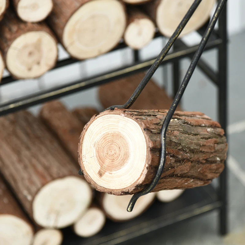 Outsunny Brandhoutstandaard met openhaard gereedschap brandhoutplank ijzer goud(m-10)