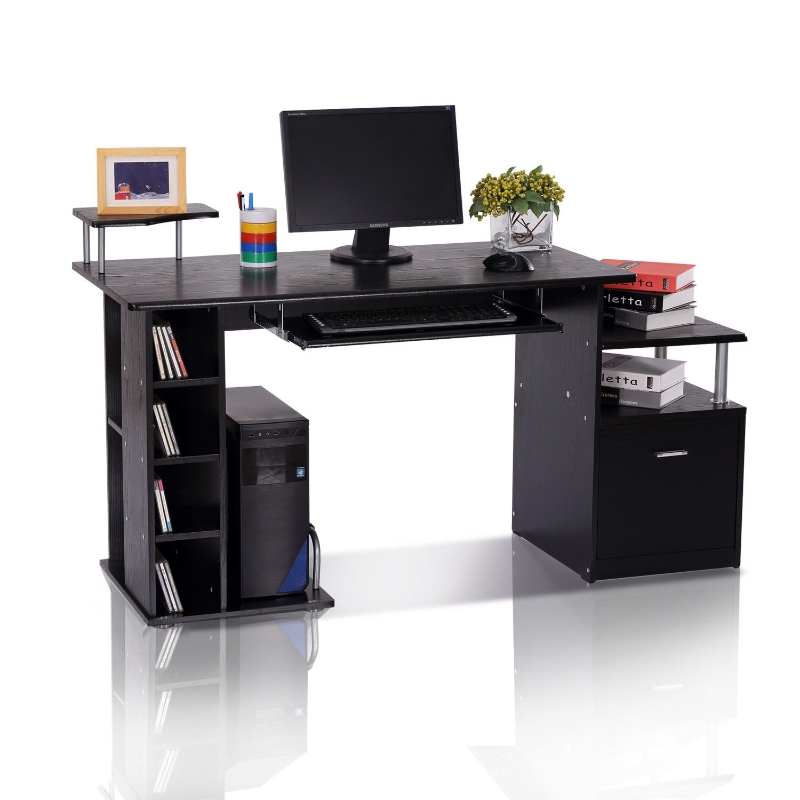 Computertafel bureau kantoortafel PC-tafel werktafel hout zwart