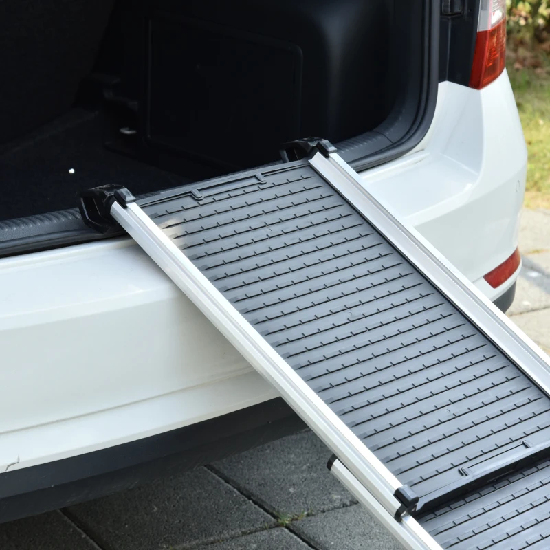 PawHut hondenloopplank huisdierenloopplank inklapbaar hondentrap aluminium + PP, zwart, 159 x 42 x 11,5 cm 159 x 42 x 11,5 cm | Aosom.de