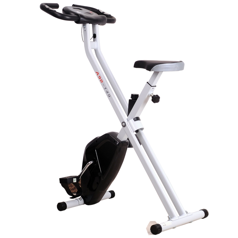 Hometrainer met LCD-monitor fitnessfiets verstelbaar inklapbaar staal rood