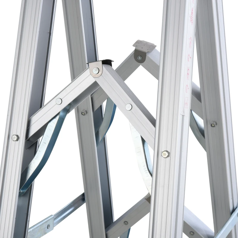 HOMCOM Inklapbare ladder vouwladder staladder aluminium zilver