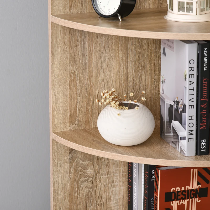 HOMCOM boekenrek met meerdere niveaus, vrijstaande stelling, woonkamerrek, hoekboekenkast, spaanplaat, natuurlijk + wit, 40 × 40 × 170 cm hoekboekenkast boekenkast woonkamerrek spaanplaat | Aosom.de