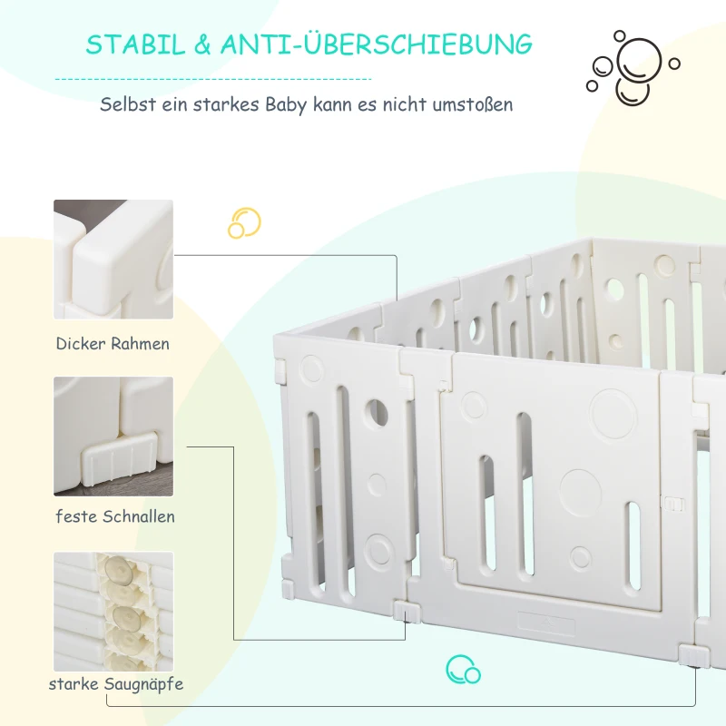babybox 14 elementen beschermhek met deur en spel HDPE PP wit