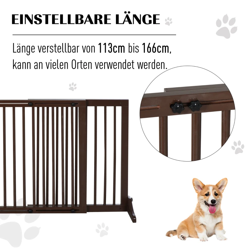 PawHut Hondendeur bewaking barricade veilig hondenrek vurenhout bruin