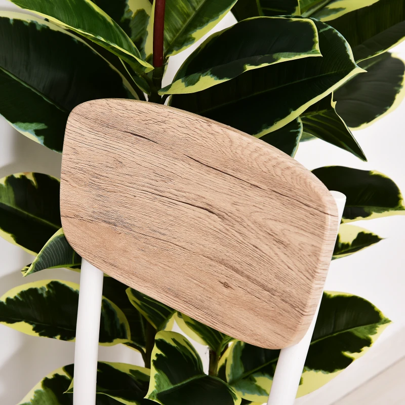 HOMCOM 3-delige eetset zitgroep eettafelset houten tafel MDF + metaal natuurlijke houtnerf + wit met 1 tafel + 2 stoelen | Aosom.de