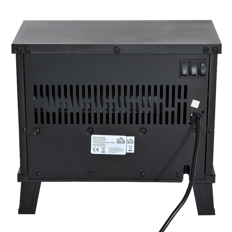 HOMCOM Elektrische kachel 1200 W elektrische staande kachel met vlameffect zwart(m-6)