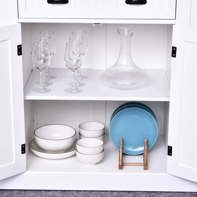 HOMCOM keukenkast, keukenplank, onderkast met schuiflade, anti-kantel, MDF, wit