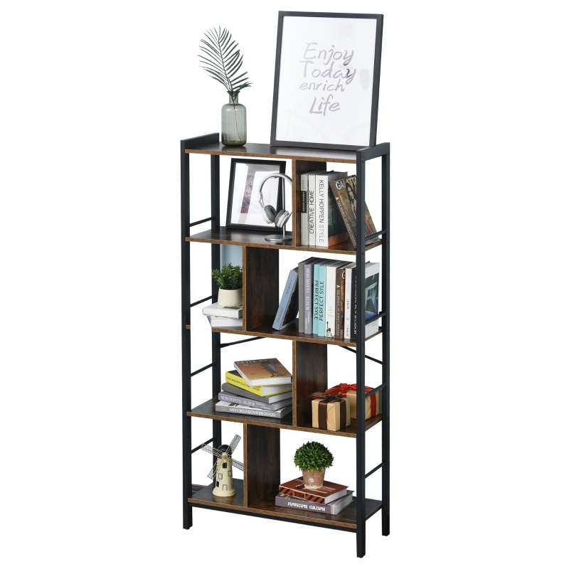 Boekenplank vrijstaande stelling 4-laagse kantoorplank industrieel design metalen spaanplaat