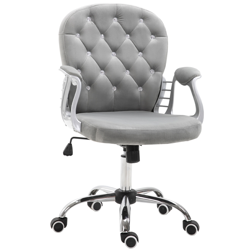 HOMCOM ergonomische bureaustoel, directiestoel, gestoffeerde rugleuning, grijs, 59,5 x 60,5 95-105 cm bureaustoel directiestoel rugleuning grijs | Aosom.nl