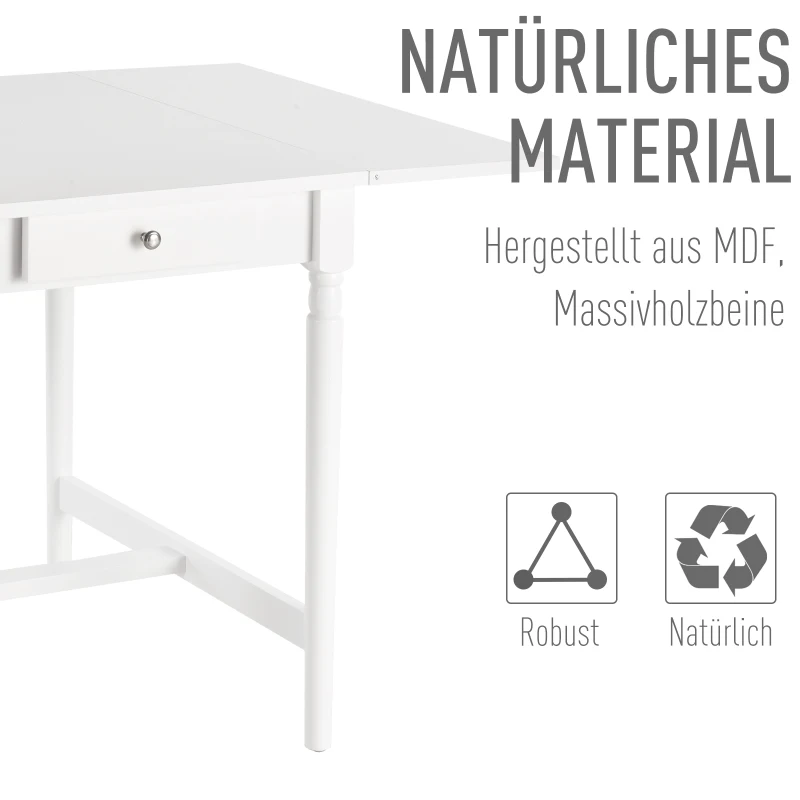 Opklapbare eettafel klaptafel multifunctioneel 2 opvouwbare bijzettafelbladen