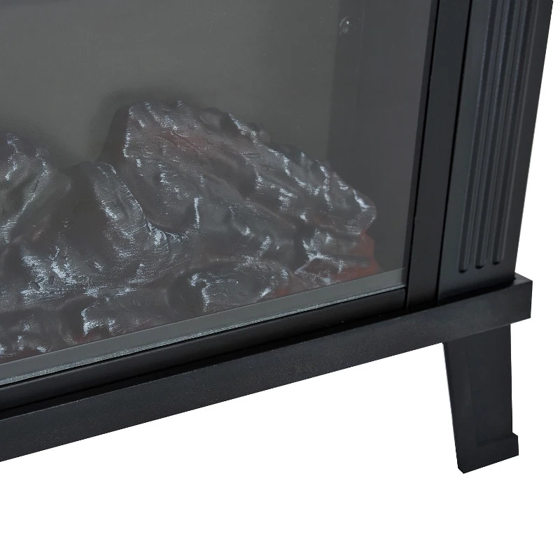 HOMCOM Elektrische kachel 1200 W elektrische staande kachel met vlameffect zwart(m-10)