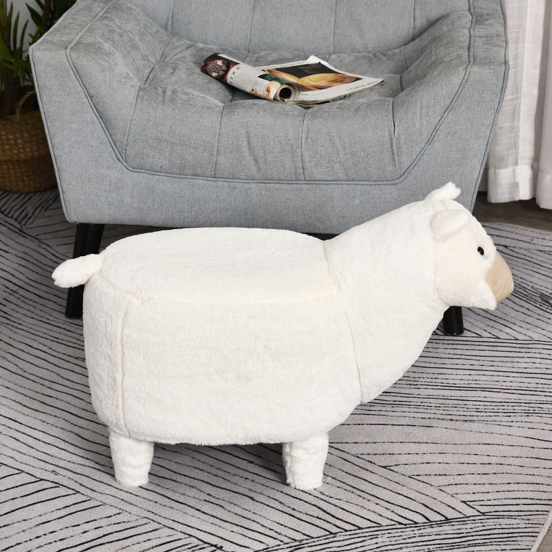 Dierenkruk decoratieve kruk poef met dierenmotief alpaca poef wit