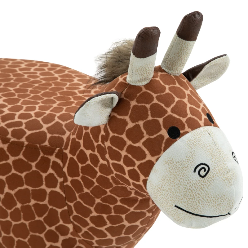 HOMCOM Dierenkruk decoratieve kruk gestoffeerde kruk met dierenmotief giraffe ottoman