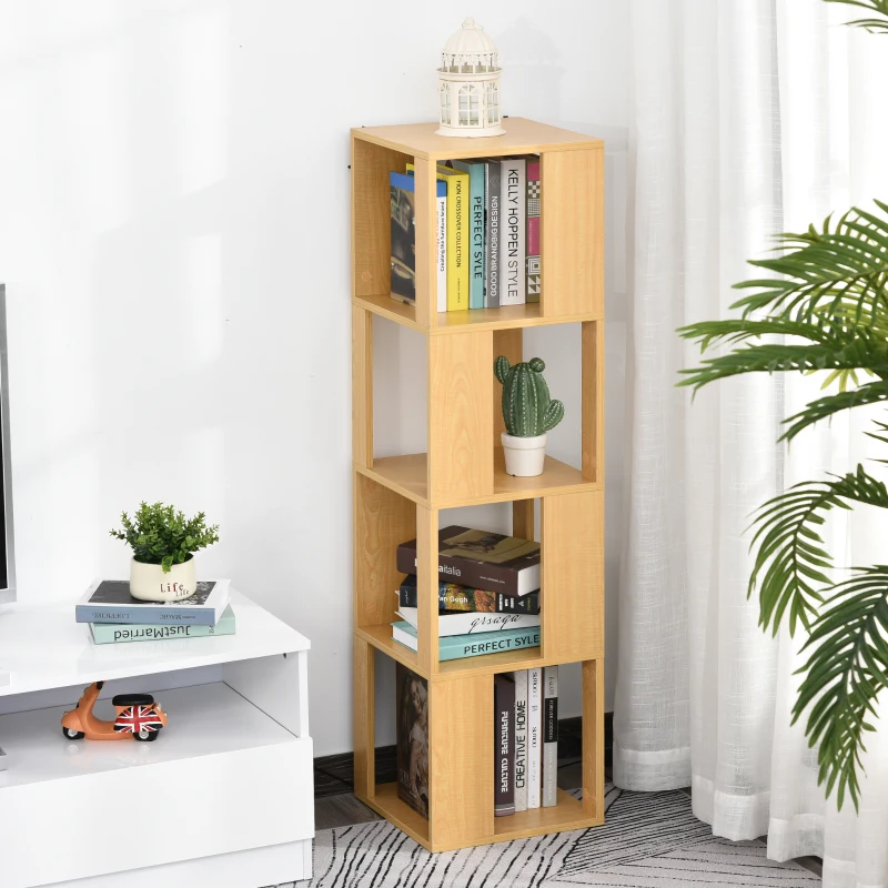 Boekenrek decoratieve plank met 4 niveaus vrijstaande stelling voor presentatie van natuurlijke spaanplaat