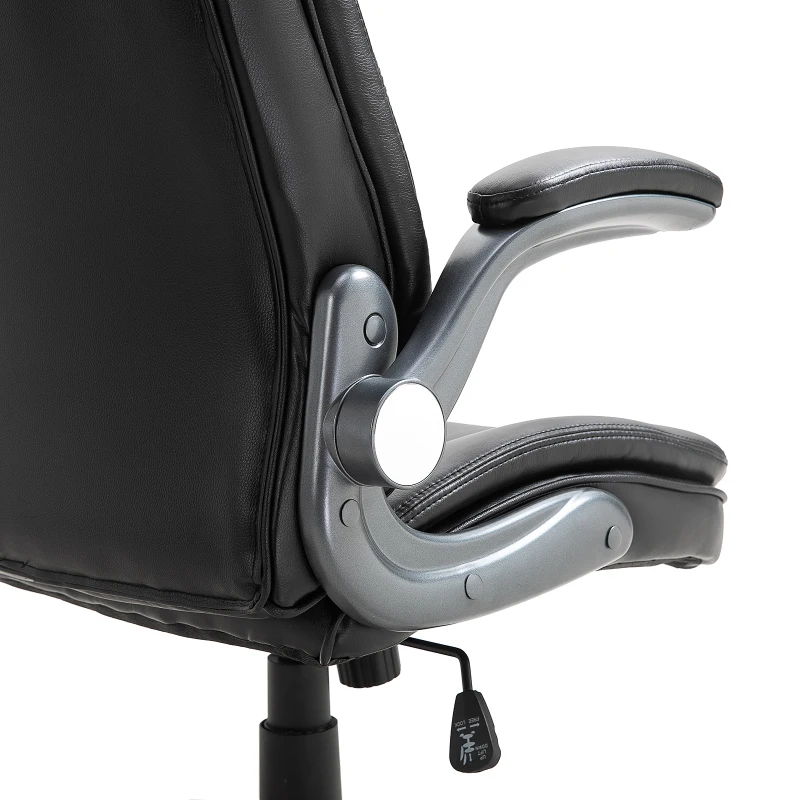 Vinsetto bureaustoel draaistoel computerstoel met kantelfunctie in hoogte verstelbaar kunstleer zwart 69,5 x 76 x 113–121 cm | Aosom.nl