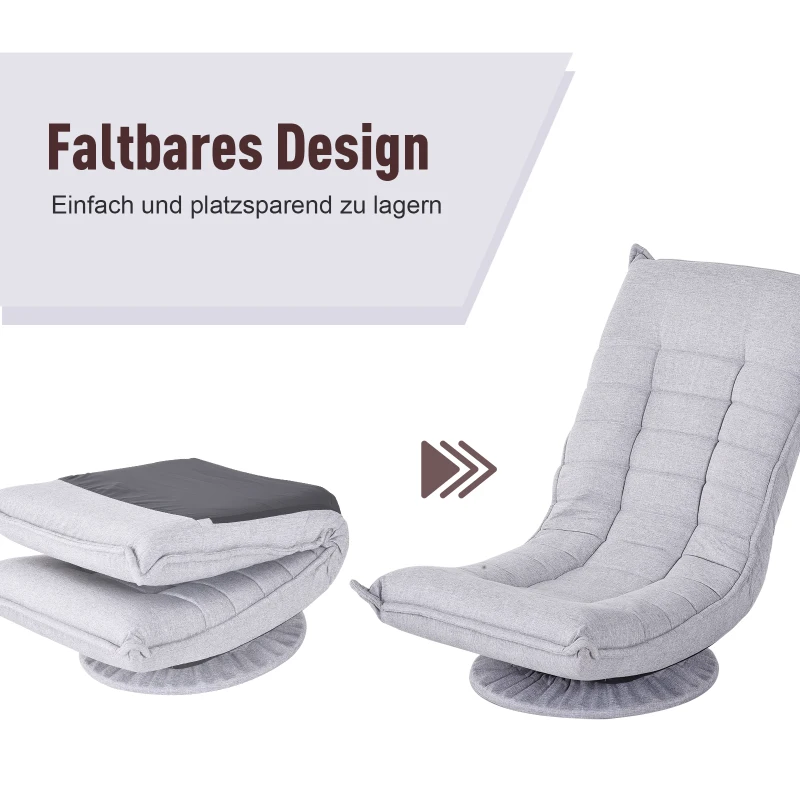 HOMCOM® vloerkussens en rugkussen vouwstoel bekleed linnen lichtgrijs 64 x 93 x 80 cm | Aosom.de