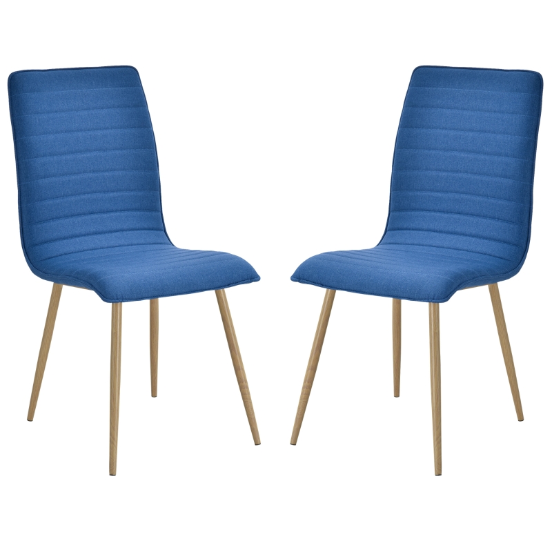 Eetkamerstoelen set van 2 keukenstoelen woonkamerstoelen linnen blauw