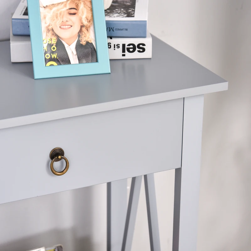 Consoletafel bijzettafel met 2 schuiflades dressoir entree massief hout grijs