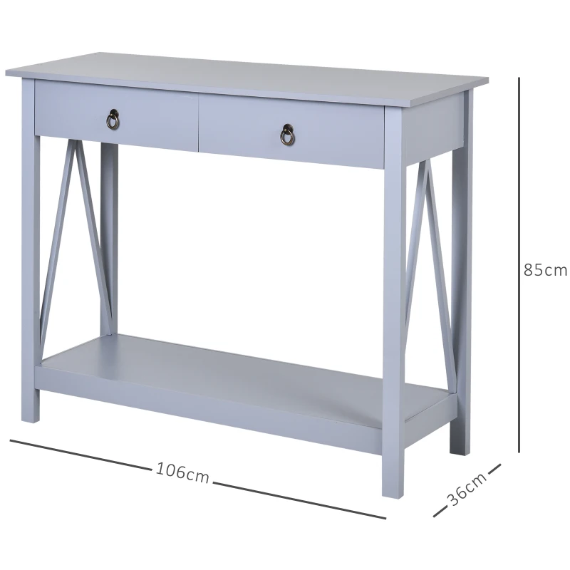 Consoletafel bijzettafel met 2 schuiflades dressoir entree massief hout grijs