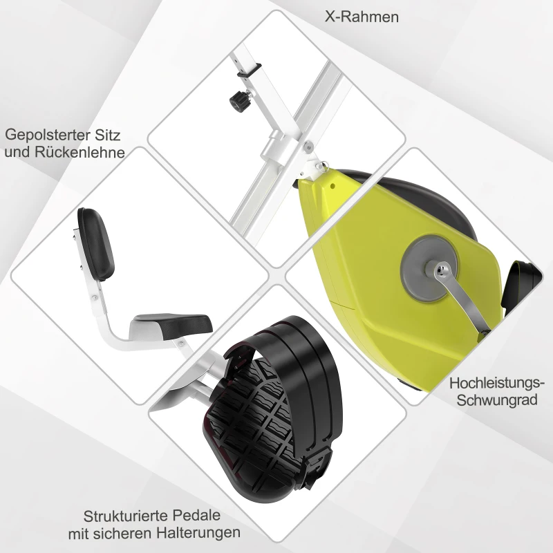 HOMCOM Hometrainer fietstrainer met magnetische weerstand met 8 niveaus staal geel